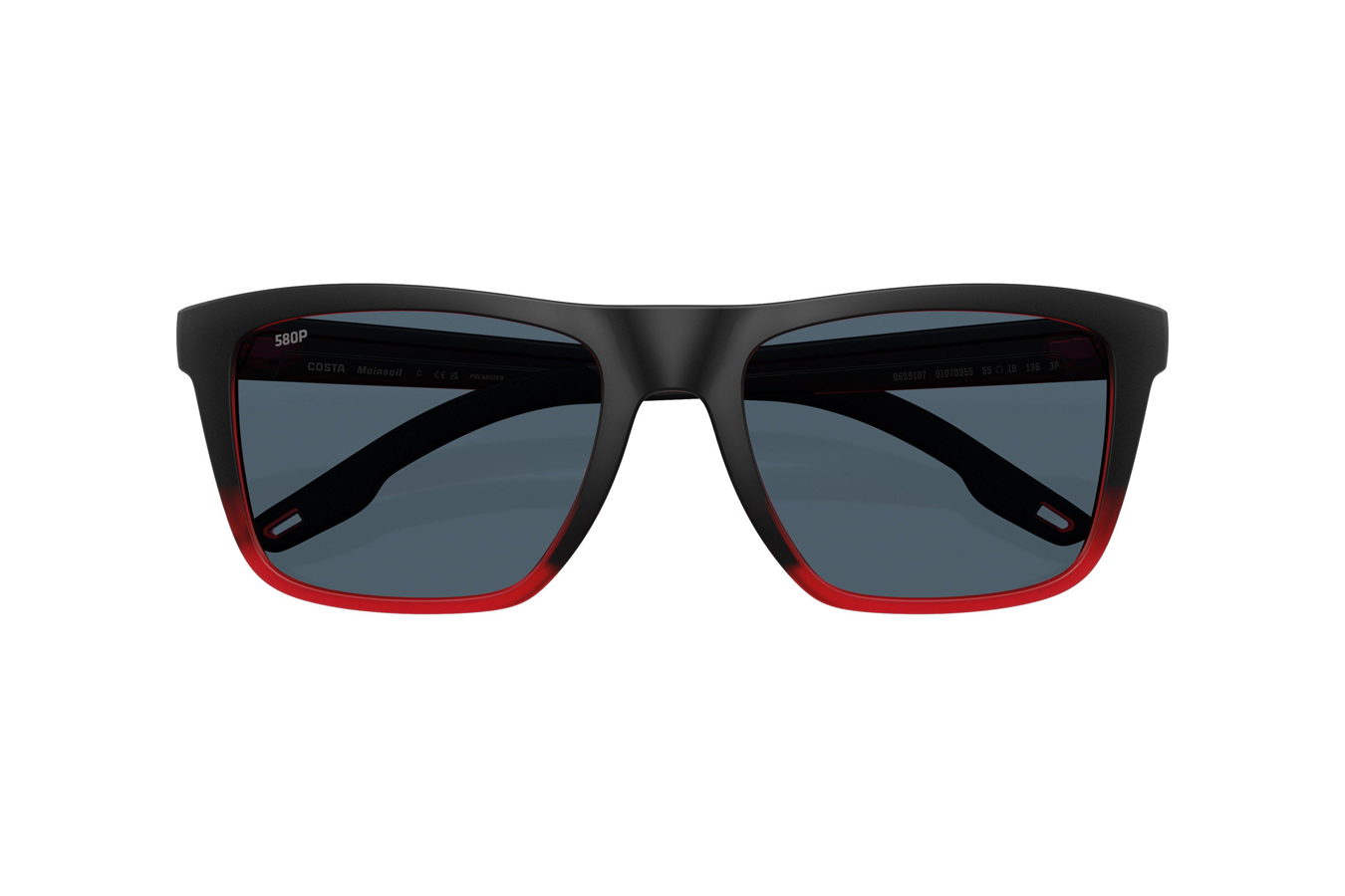 COSTA DEL MAR Mainsail Sunglasses with Red Sky Frame and Gray Polarized Lenses